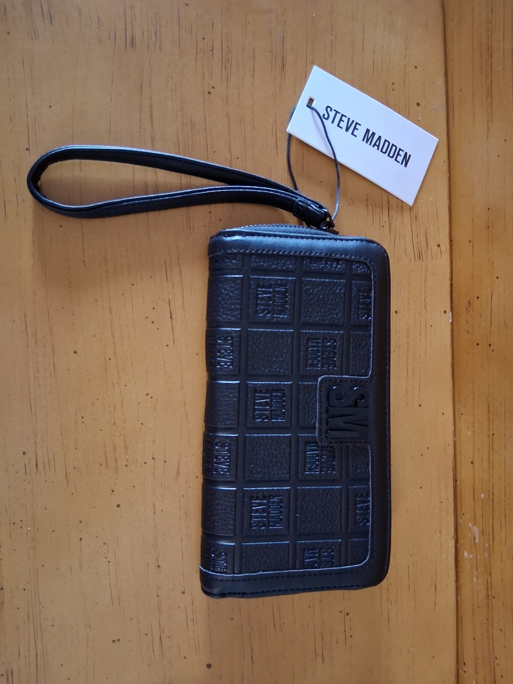 Steve Madden Black Embossed Wristlet Wallet